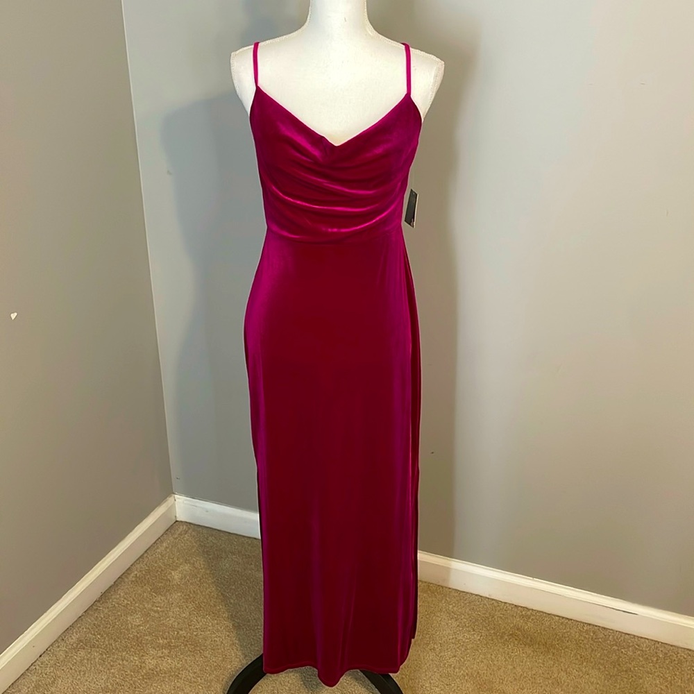 Magenta velvet maxi gown